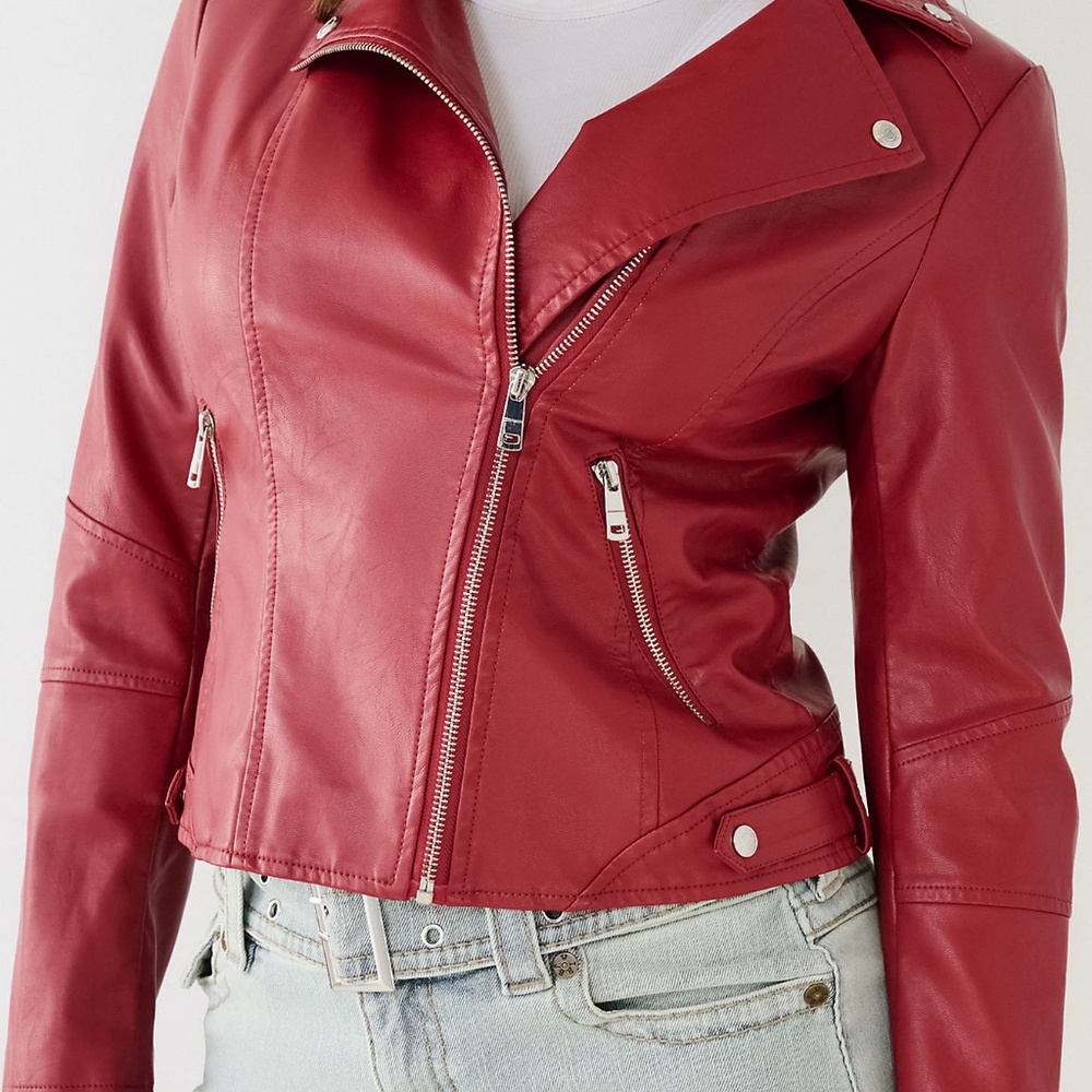 True Religion Red Leather Jacket